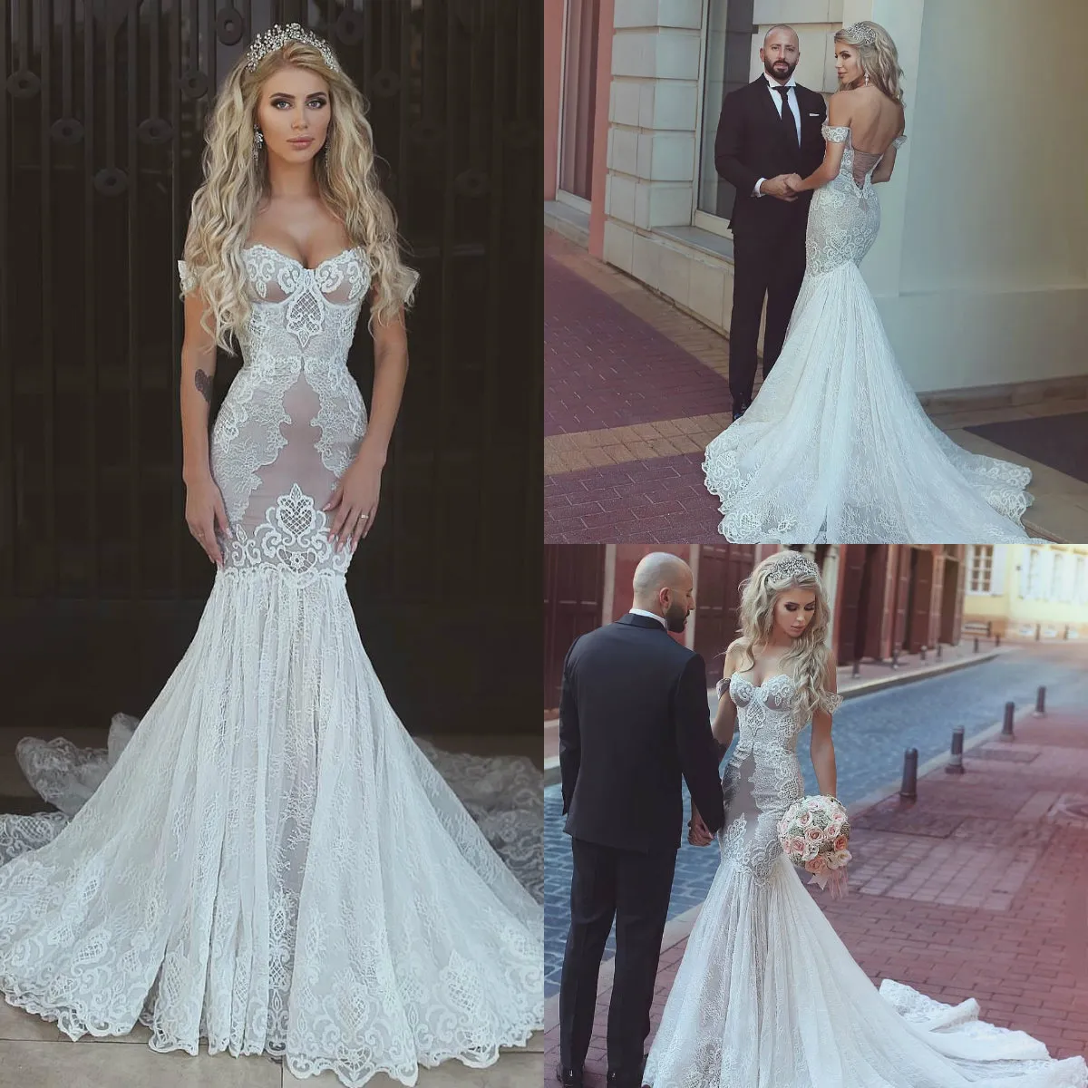 Новейшие великолепные русалки свадебное платье сказали, что MHAMAD с плечевой кружевной аппликации без спинки свадебные платья на заказ свадебное платье