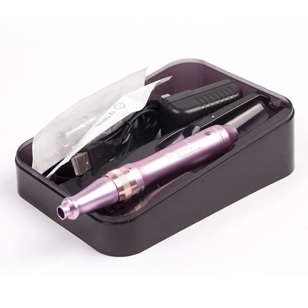 US Stock! M7-C Dr Pen DermaPen Auto Microneedle System Adjustable Needle Lengths 0.25mm-2.5mm with 12 Needle Cartridge