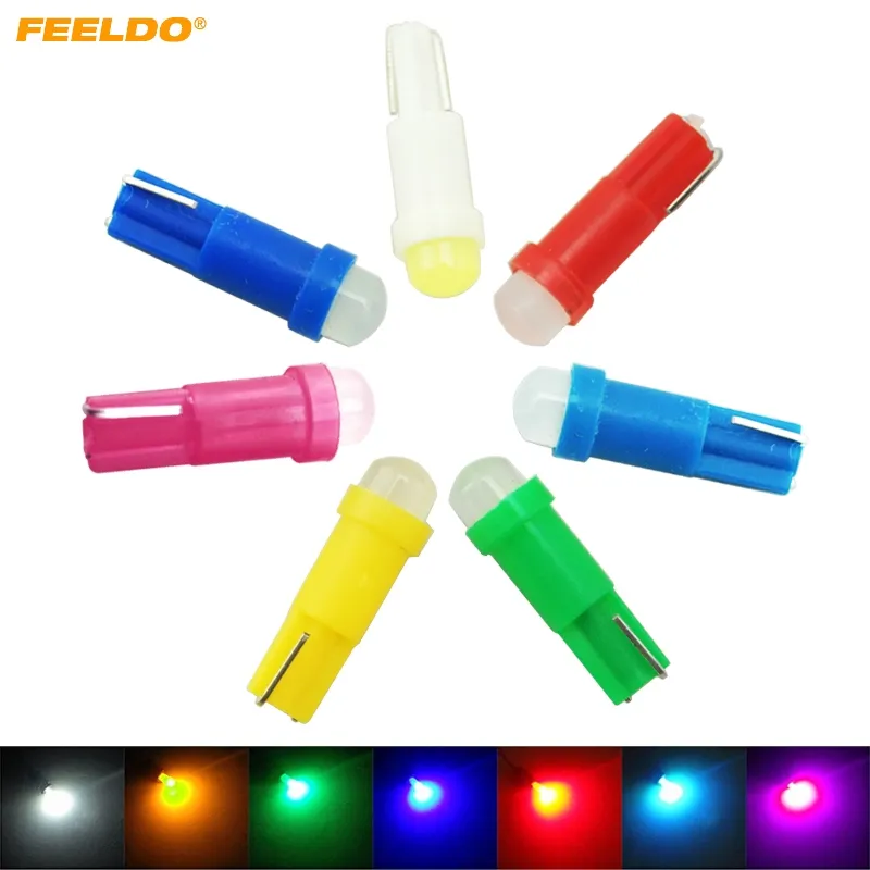 Feeldo 10pcs T5 COB LEDセラミックダッシュボードゲージ楽器ウェッジベースの自動サイドウェッジLEDライトランプの電球7色＃5018