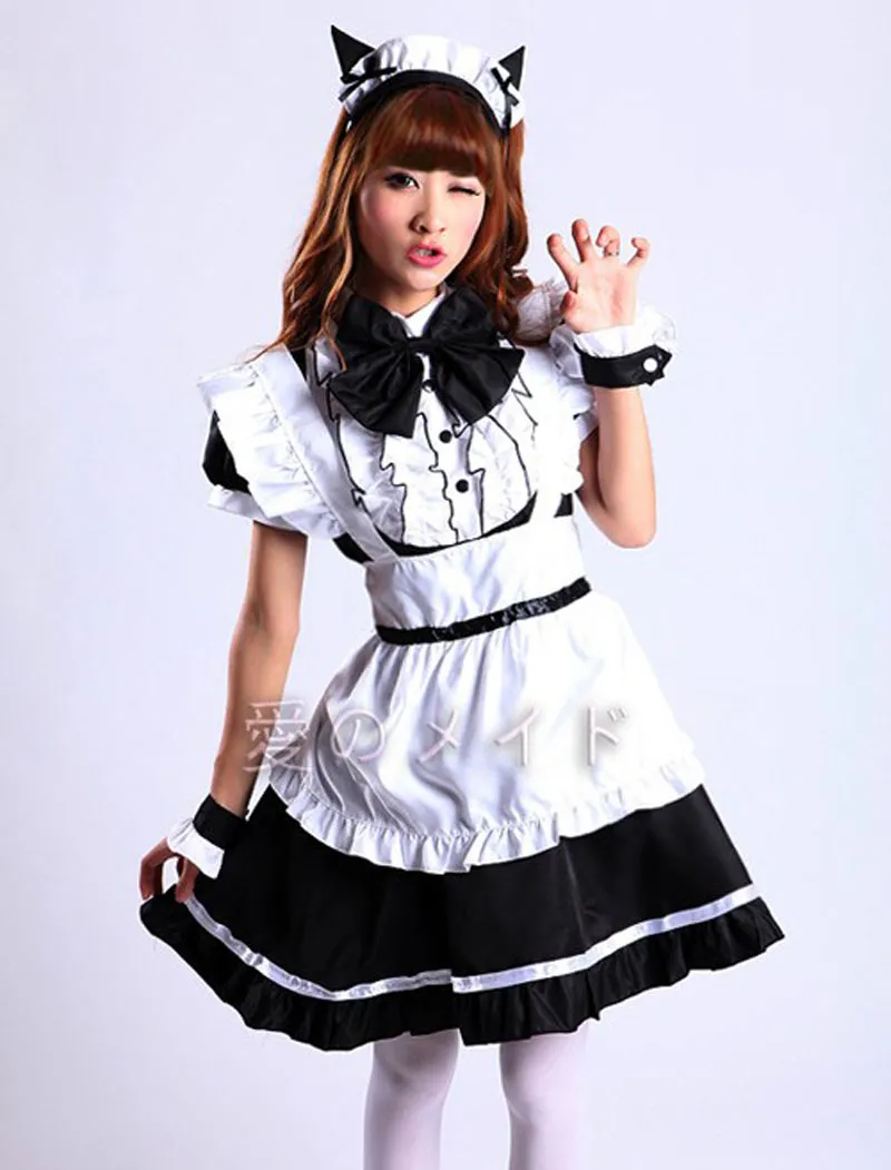 Costume cosplay classico da cameriera francese Cute Lolita Girl Dress Tema Party Role Play Outfit Costume cosplay di Halloween Fancy Dress