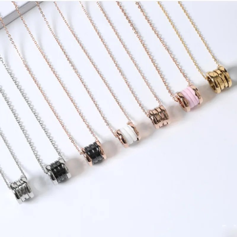 2021 women luxury designer jewelry roman numeral ceramic pendant necklaces rosegold color stainless steel mens necklace gold chain box