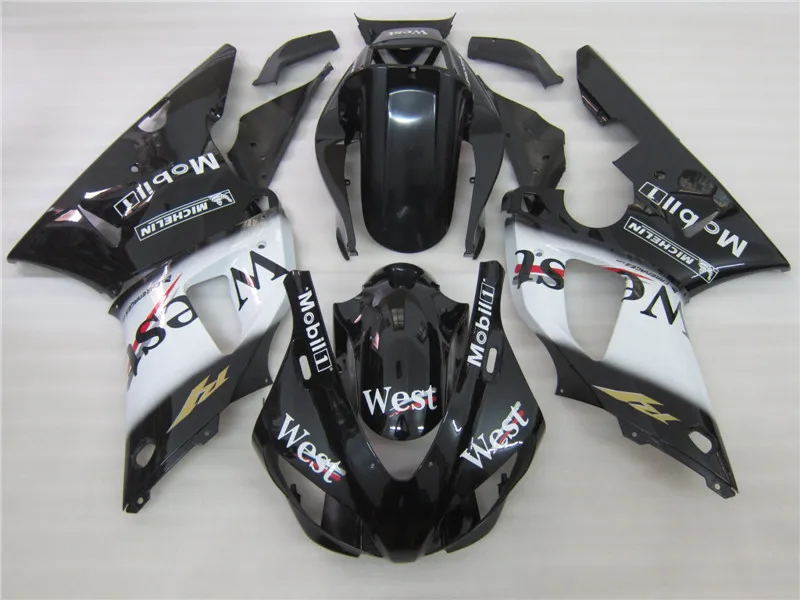 Weiß-schwarze CAMAL Hochwertige Karosserieverkleidungen für Yamha 1998 1999 YZF R1 YZFR1 98 99 YZF-R1 Vollverkleidungsset QF57