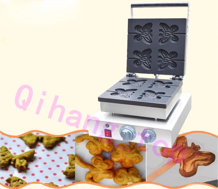 Qihang_top Electric Butterfly Shape Waffle Maker Food Processing Commercial Shaped Waffle Cake Baker Making Machine 110V 220V