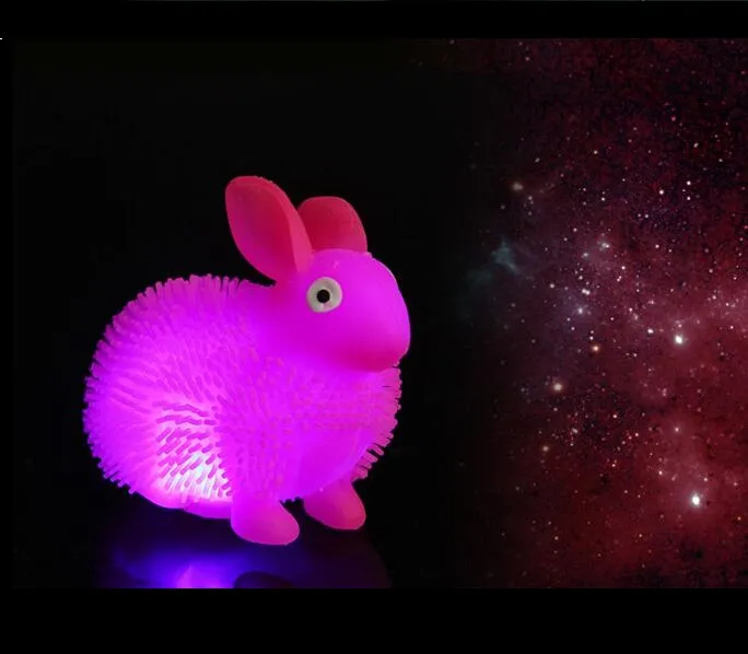 LED Light Up Rabbit Flash dedo Bouncing Ball Dedo Brinquedos Piscando Animal de estimação Dos Desenhos Animados do brinquedo Do Bebê Atividade Brinquedos Crianças descompressão Brinquedos