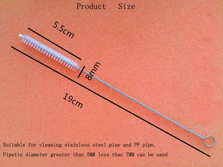 19cm * 5cm * 8mm 1000 Parça Paslanmaz Çelik Tel Straw Temizleyici Temizleme Fırçası Payet Temizleme Fırçası Fırça Şişe