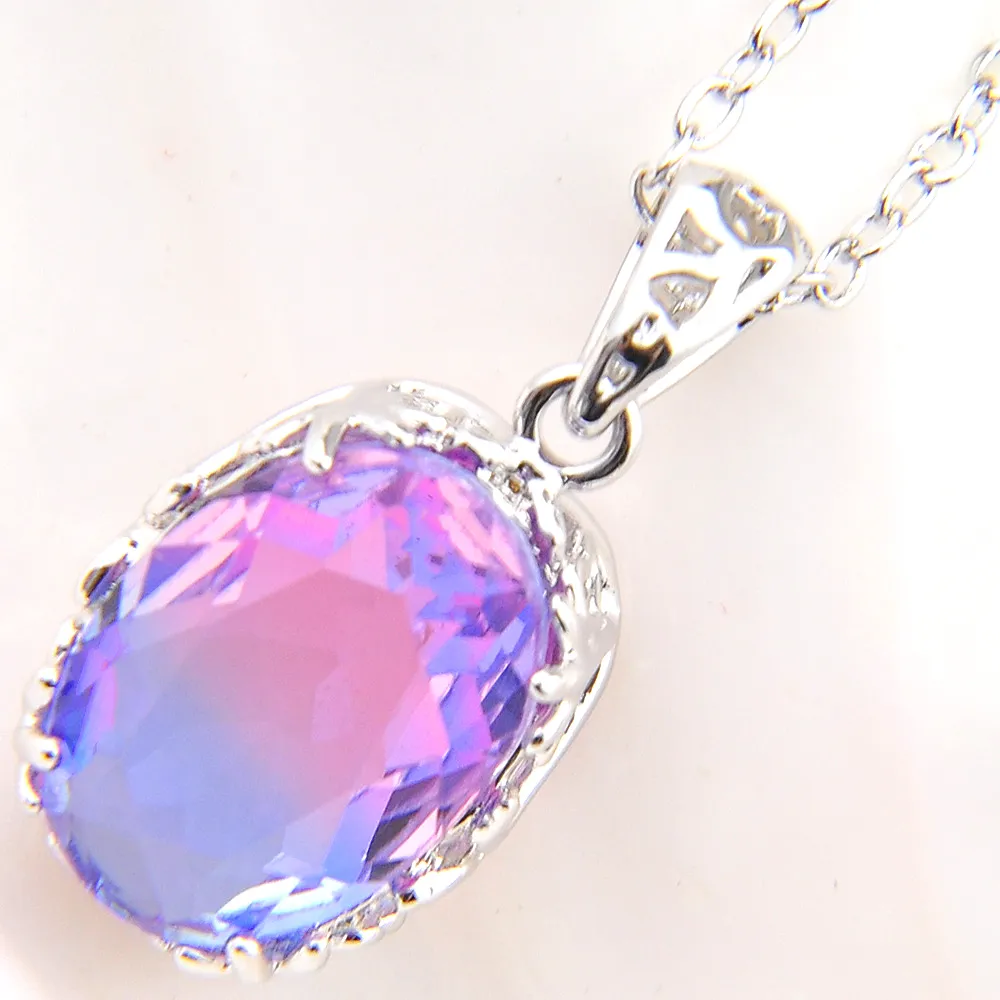 12 шт./лот Luckyshine, стерлинговое серебро 925 пробы, изысканное винтажное Радужное двухцветное турмалин, драгоценный камень, серебряное ожерелье, подвески322V