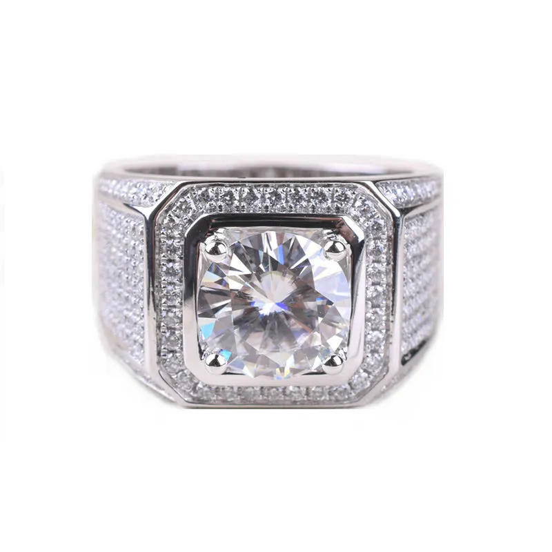 Prachtige handgemaakte mode -sieraden 925 Sterling zilver populair ronde gesneden witte topaz cz diamant volledige edelstenen mannen trouwband rin2285