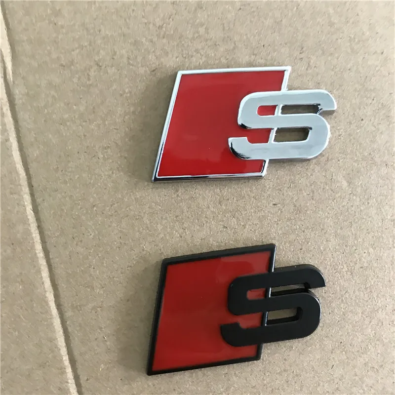 Metal S Logo Sline Emblem Badge For Audi Quattro TT SQ5 S6 S7 A4 Red/Black  Front/Rear Boot/Side Metal Stickers Accessory From Googjle, $0.83