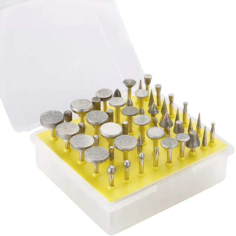 Freeshipping 50Pcs/lot Diamond Coated Grinding Grinder Head Glass Burr For DREMEL Rotary Tools