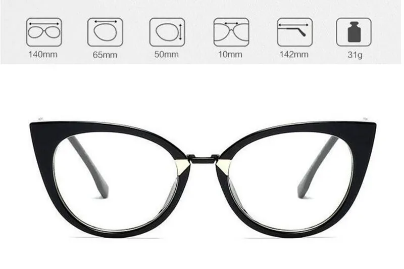 ホットレディキャットアイメガネフレームのための女性のためのブランドデザイナーの光学眼鏡メタル寺院のファッションアイウェア