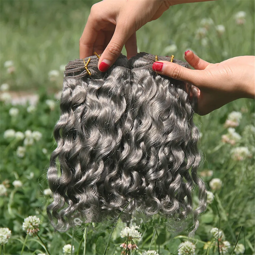 balayage curly weave grey