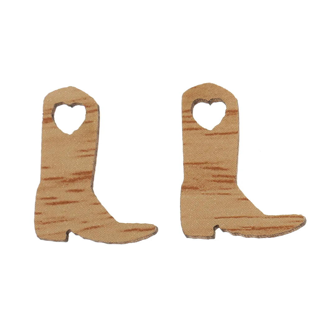 Nuovi 50 pezzi Stivale da cowboy Abbellimenti in legno Artigianato Abbellimento per Cowboy Bomboniera per matrimonio Cardmaking Decorazioni per la casa fai da te