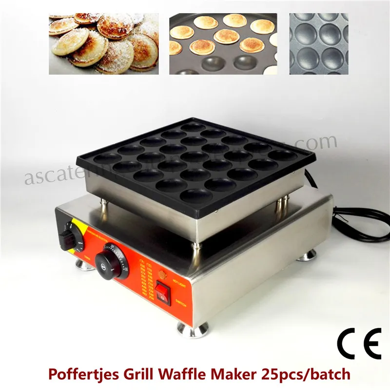 Rostfritt stål nonstick poffertjes-grill 25 st Nederländerna mini pannkakestillverkare Waffle Baker 220v 110V CE Brand new240v