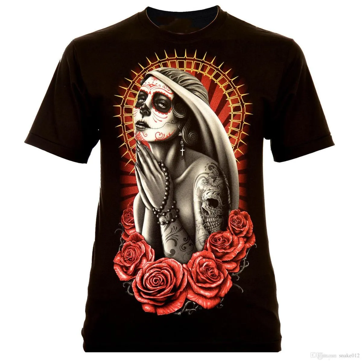 PREGANDO MADONNA MUERTE Camiseta Rock Eagle FARI BUIO CATRINA SKULL De 11,27 € | DHgate