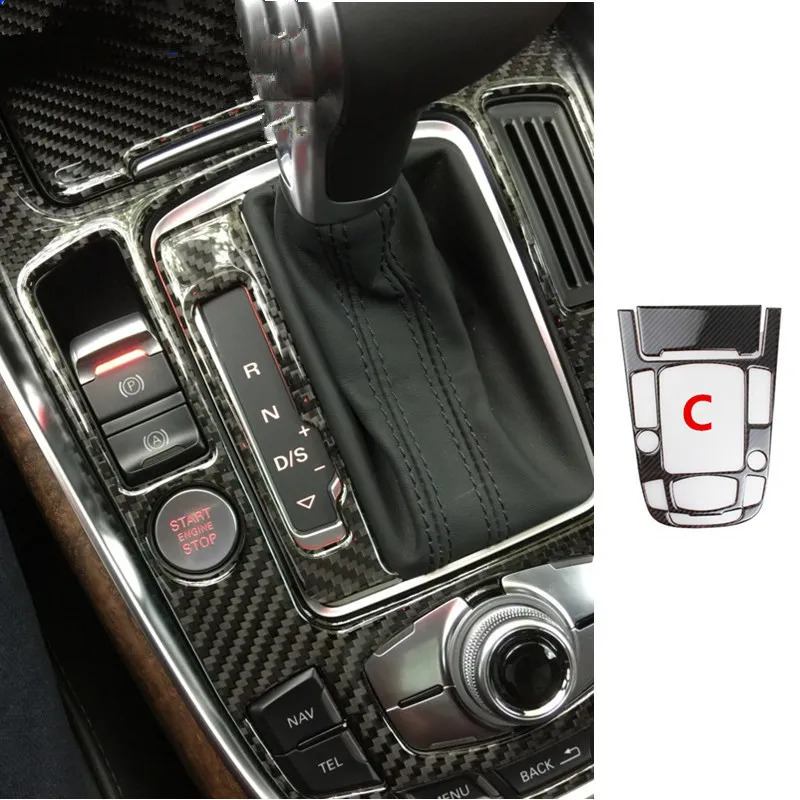 Carbon Fiber Armrest Gear Shift Panel Cover Trim For Audi A4 B8