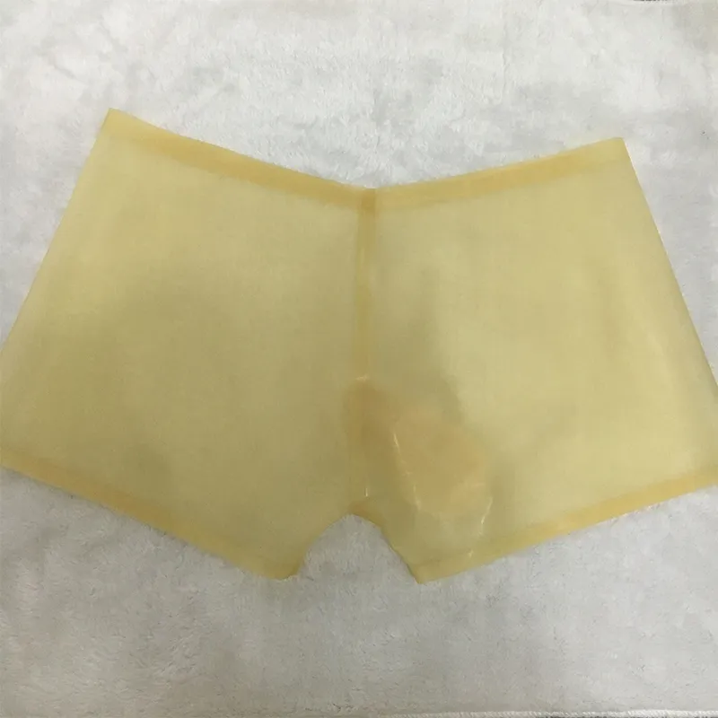2018 Cock Sexy Men Male Handmade Transparent Latex Underwear Shorts With JJ Set Love Pants Fetisch Underpants3328880