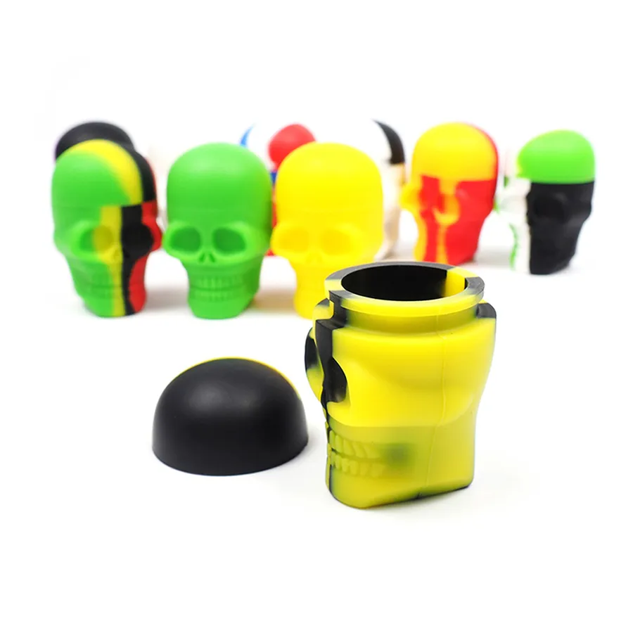 Silicone Container slick Skull Screw 15ml smoking Nonstick oil Wax Jar dab 100pcs/lot