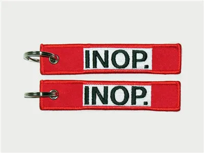 Engravable Key Rings Embroidered Inop Fabric Aeroplane Keychain Tags ...
