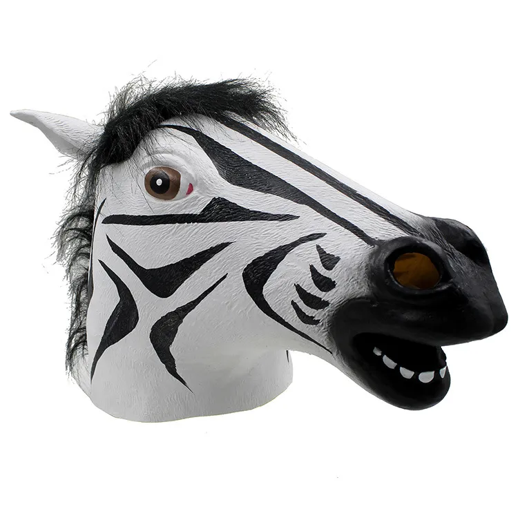 Masque d'Halloween amusant tête de cheval en Latex réaliste masques de mascarade de fête intéressants masque de zèbre en Silicone6004070