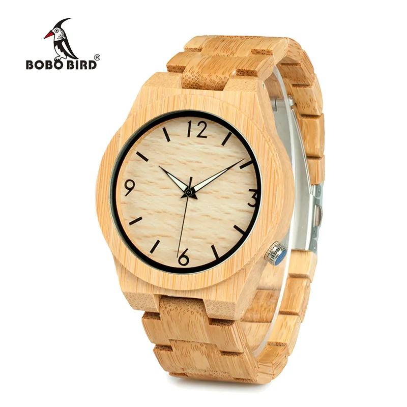 BOBO Bird Casual Bamboo Wood Watch Japanese Movement Wristwatches Bamboo Wood Band Watches Quartz Watch for Men291m