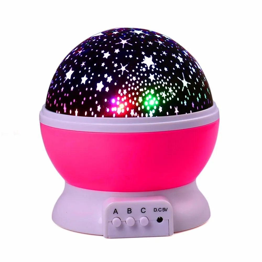 Novidade Night Light Projector Lamp Rotary Flashing Starry Moon Star Sky Projector Estrela Crianças Crianças Bebê Abajur Infantil