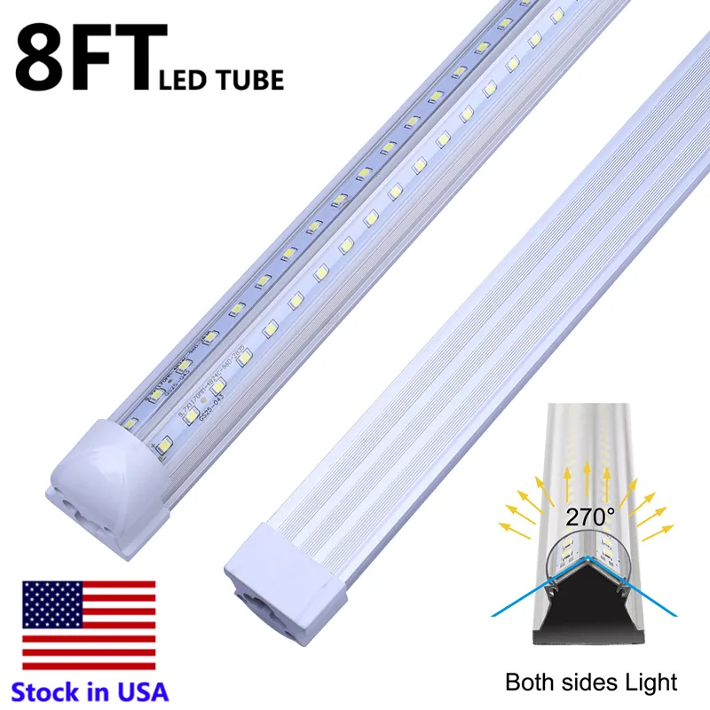 Tubi LED da 8' per garage 4ft 5ft 6ft 8ft 8 piedi 72 pollici Bubs LED 120W T8 LED Tube Lights Doppi lati Illuminazione del magazzino