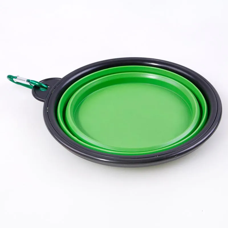 Food grade Silicone Folding dog bowl Expandable Cup Dish Pet feeder Portable Travel Bowl with Carabiner