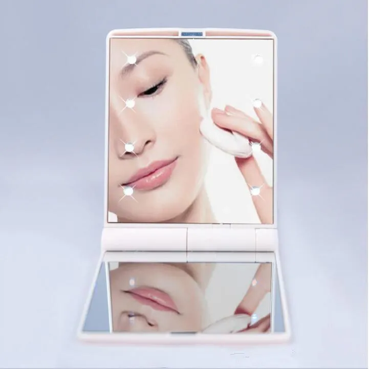Mais Populares Bolso LED maquiagem HD espelho com 8 luzes LED e Tela de Toque inteligente escurecimento DHL frete grátis
