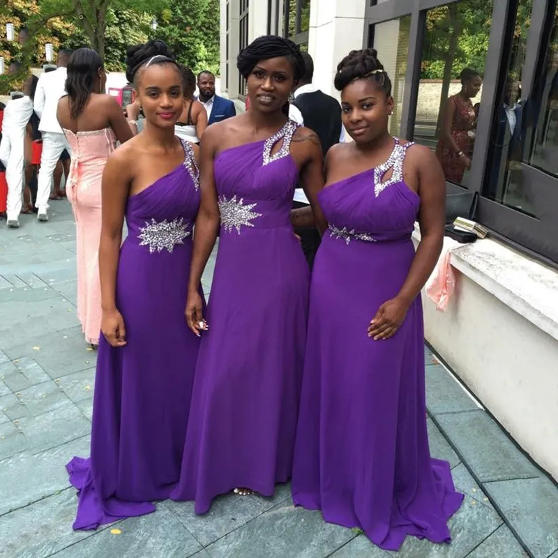 Chiffon One Shoulder Bridesmaid Dresses With Sequined Beading Sexy ...