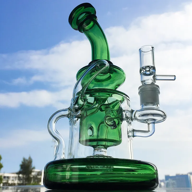 Tornado Recycler Wasserpfeifen Glasbongs Duschkopf Perc Wasserpfeife Klein Recycler Heavy Base Dab Rig Rigs Fab Egg Percolator Inline Perc 14 mm Innengewinde 9 Zoll