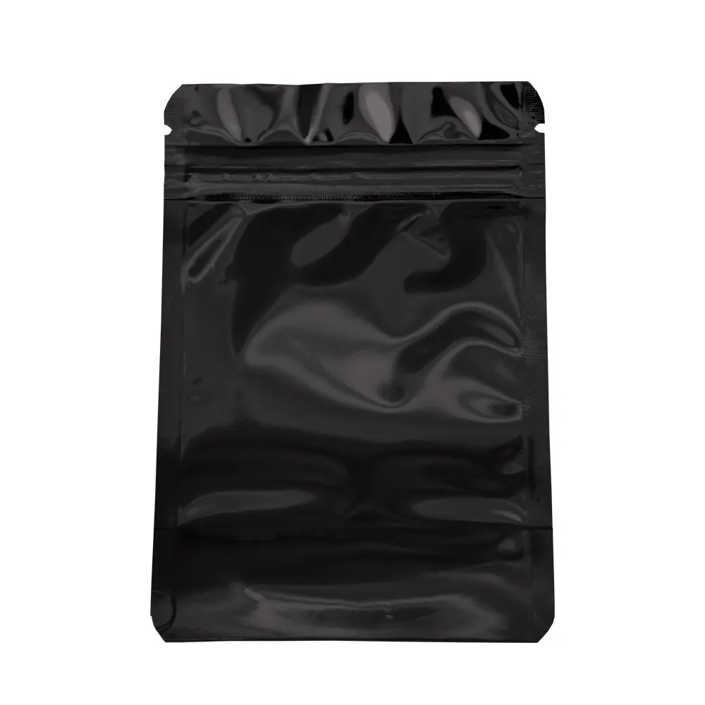 8.5x13 cm 200 pçs / lote Preto Levante-se Folha De Alumínio Zip Lock Embalagem De Alimentos Saco De Aperto Seal Mylar Folha Com Zíper Em Massa de Alimentos Drysaltery Pacote Bolsa