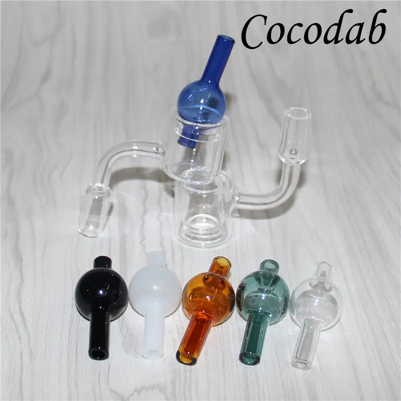 flat top 100 quartz banger nail with glass bubble carb cap 14mm 18mm xxl double tube quarts thermal banger dabber nails caps