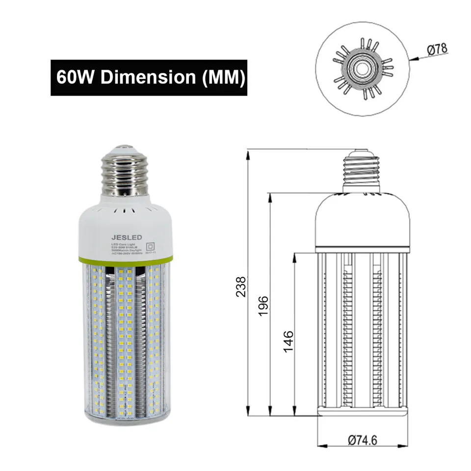 Super Bright LED Corn Bulb E 39 E40 80W 100W 120W 150W LED Corn Light 360 Vinkel SMD2835 LED Lampa Lighting AC 100-300V