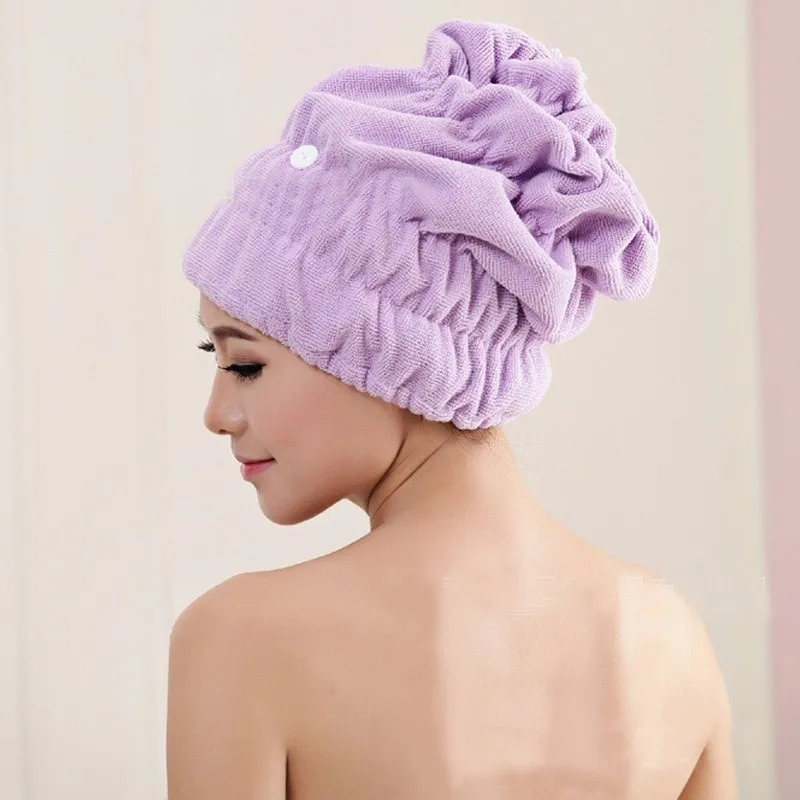 1 pc microfibra macio cabelo toalha de secagem cabelo envoltório rápido tampão bonito alta absorção água banho chapéu toalha casa casa de banho