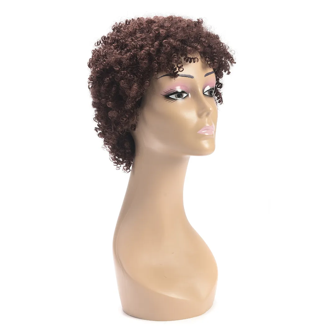 Kinky encaracolado afro peruca de cabelo sintético curto preto perucas para mulheres e men039s africano pelucas cosplay peruca5993792