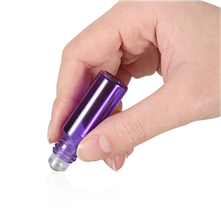 Portable / parti 5ml 1/6 oz Mini Roll på flaskor Fragrance Perfume Glasflaskor Essential Oil Steel Metal Roller Ball Blå