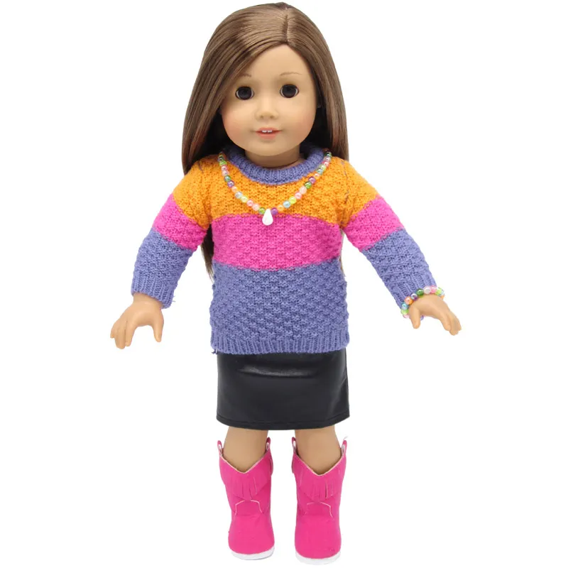 18 pouces American Girl poupée vêtements chandail manteau et jupe pour les jouets de cadeau de fête d'enfant - Accessoires de vêtements de poupée pour American Girl