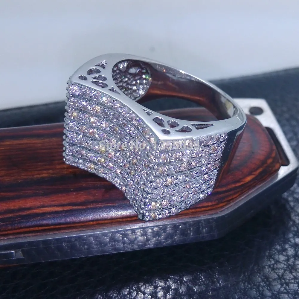 Mode smycken majestätiska smycken pärla 5a zircon sten 10kt vitguld fylld bröllop band ring sz 5-10 gratis frakt