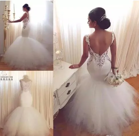 2017 Arabe Glamour Sirène Déesse Dentelle Robes De Mariée Chérie Vintage Dentelle Sexy Dos Nu À Niveaux Tulle D'été Robes De Mariée