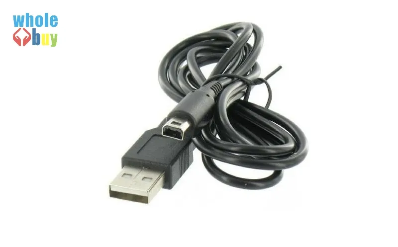 DHL Gratis verzending 1.2m Zwart voor Nintendo 3DS DSI NDSI XL LL Data Sync Charge Charing USB-kabel Lood Charger 200pcs / lot