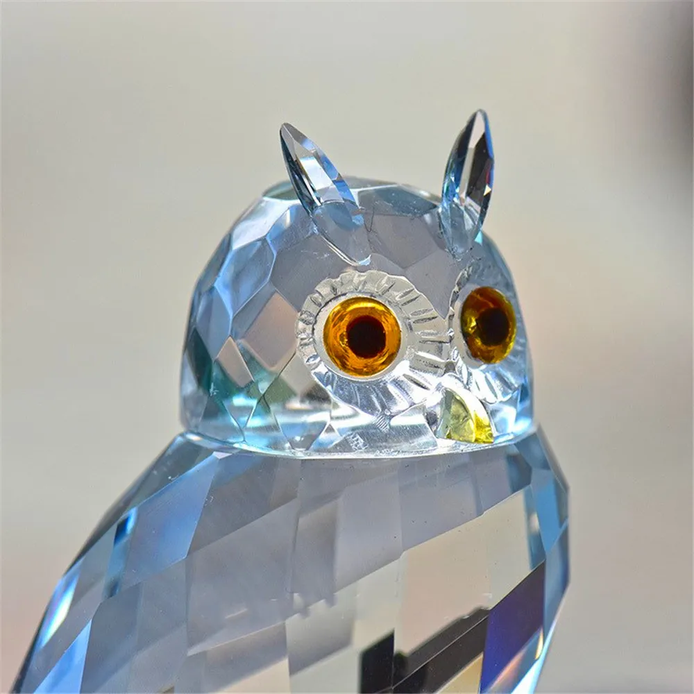 X'mas Gifts Crystal Owl Figurines Paperweight Craft Art Toy & Collection Car Ornaments Souvenir Home Wedding Decor