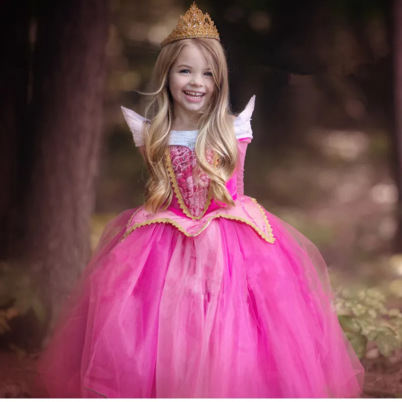 Robe de princesse Disney avec lumière LED pour fille, vêtements de