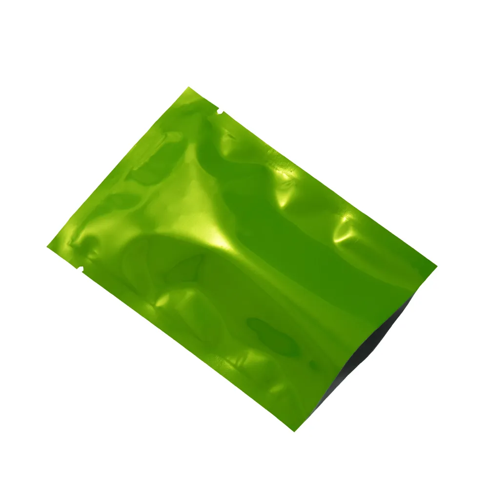 200 Pezzi Sacchetti di Pacchetto di Foglio di Alluminio Verde Imballaggio Aperto all'Ingrosso Sacchetto di Foglio di Mylar Sigillabile a Caldo Sacchetto di Conservazione Sottovuoto Alimenti Sacchetto di Vendita al Dettaglio