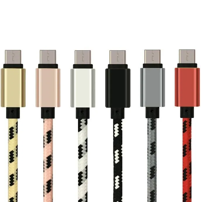 Braided Fabric Micro cables 1m 2m 3m Aluminium Alloy usb data charging cable for samsung s4 s6 s7 htc lg for sony phone 5 6 7 plus