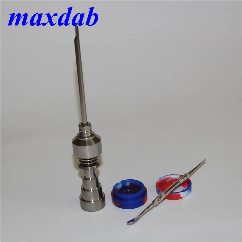 Handverktyg GR2 Titanium Domeless Nail 10/14 / 18mm För glas Bong med Carb Cap Oil Vaxbehållare 120mm Sliver Dabber Tool