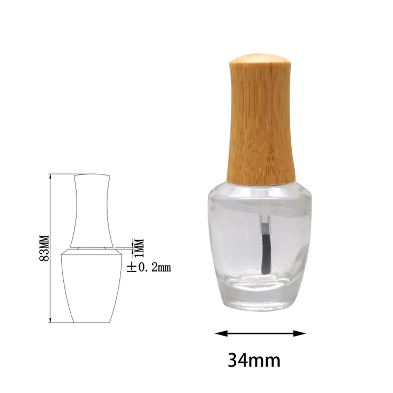 15ml leere klare Glasnagellack-Flasche mit Bambuskappe DIY kosmetischer flüssiger Nagel-Kunst-Behälter mit Bürste Verfassungswerkzeug F20173681