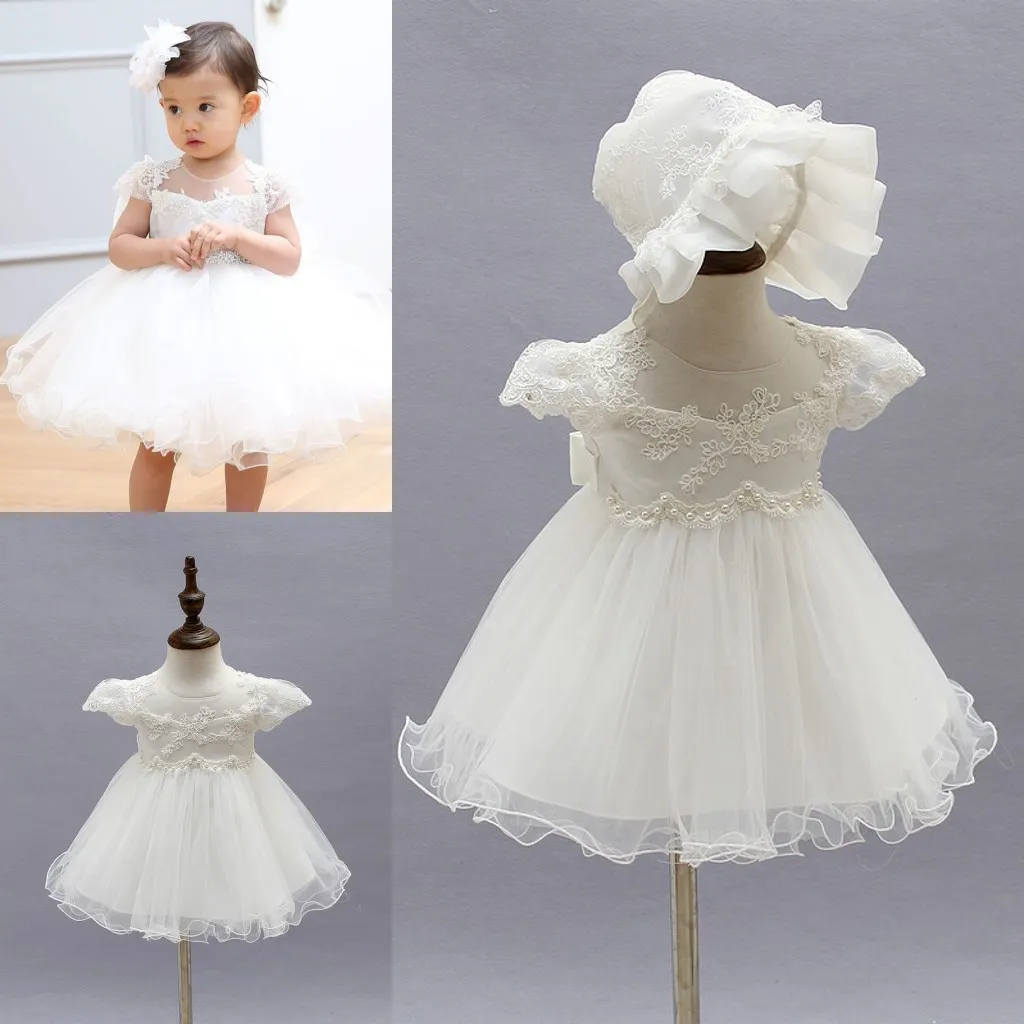 Ivory 2022 Baby Girl Holy Christening First Birthday Communion Dress Lace Beaded Party Cheap Toddler Pageant Dresses Flower Girls Dresses