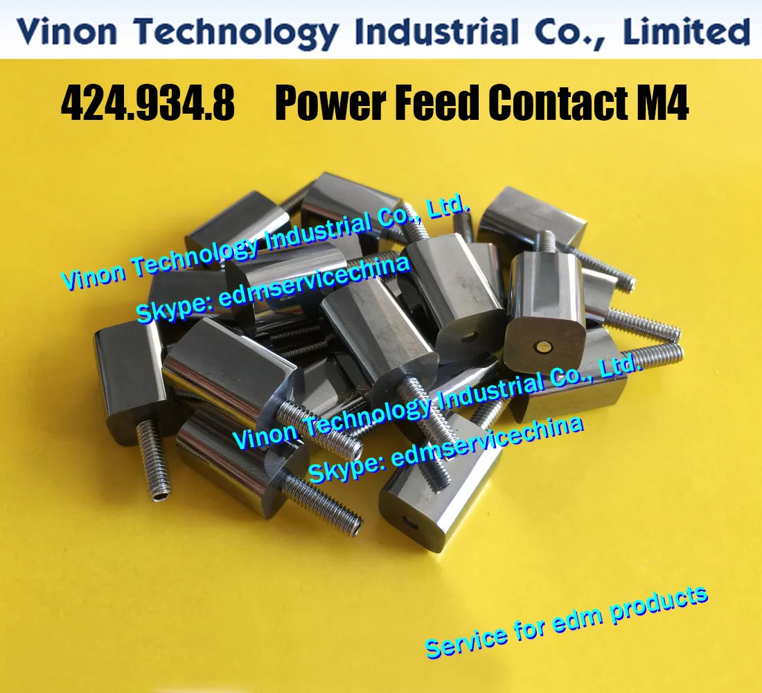 (2 pz/lotto) 424.934 edm Power Feed Contact A011 dimensioni: 12x12x30 M4 per Agie AC150, AC250, AC270 Corrente di alimentazione in acciaio al tungsteno-Vite M4 424.934.8