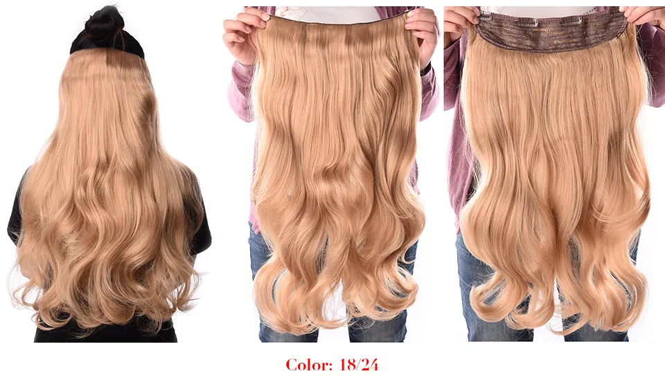 190 g 24 inch uitgerekte golvende clip in synthetische haarextensions Heat resistent vezels 4 clips één stuk 17 beschikbare kleuren7284375