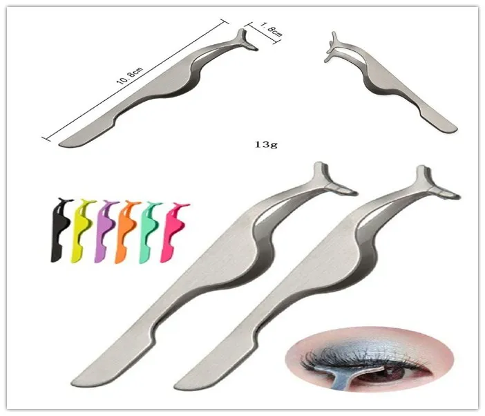 Stainless Steel Eyelash Curler False Eyelash Tweezers Applicator Clip Makeup Tool Beauty Multi-colors 5 Colors DHL